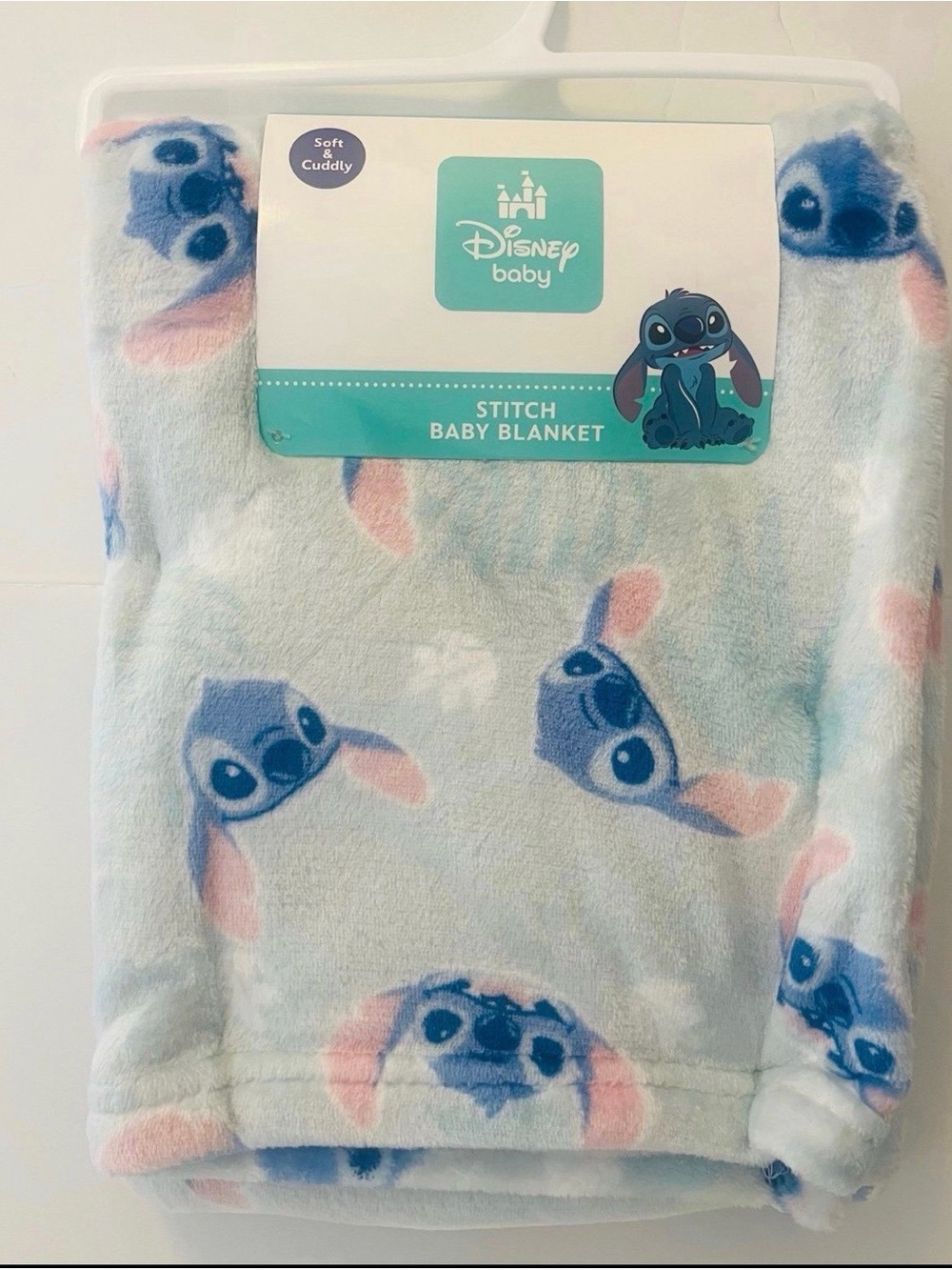 Disney Baby Soft & Cuddly Stitch Faces from Lilo & Stitch Blue Baby Blanket